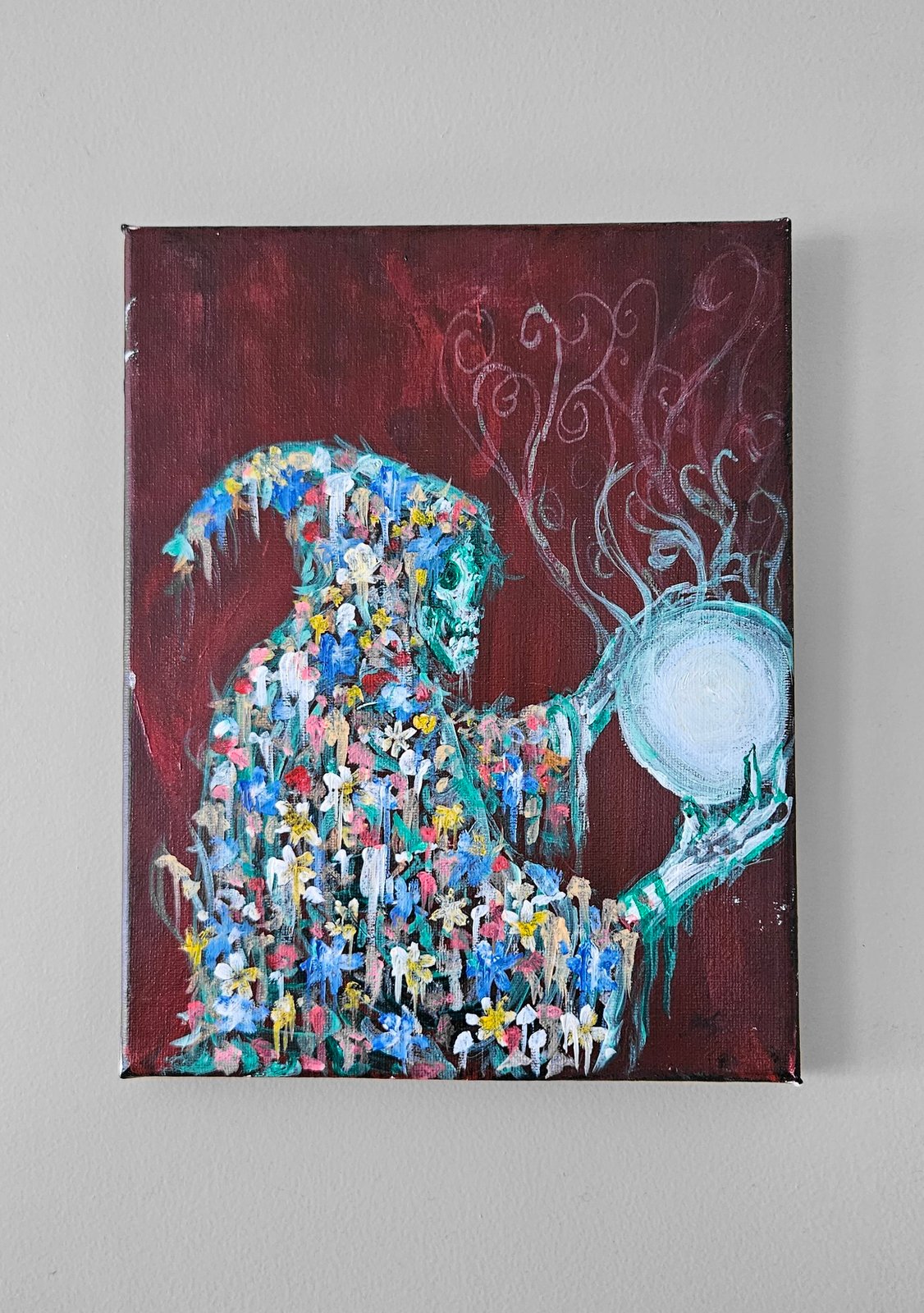 DEATH MAGIC AND FLOWERS (Original Painting)