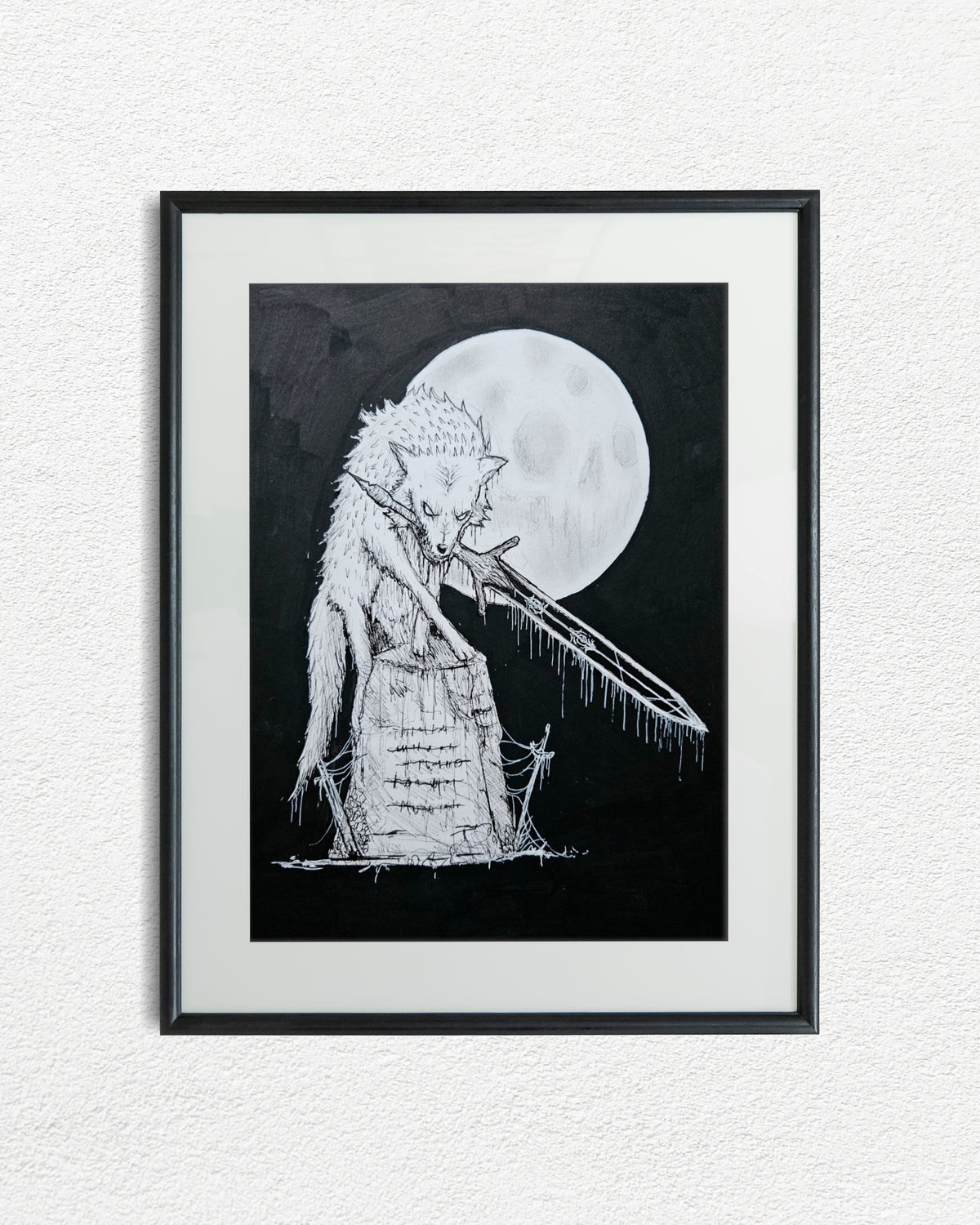 Great Grey Wolf Sif Original Pen Drawing